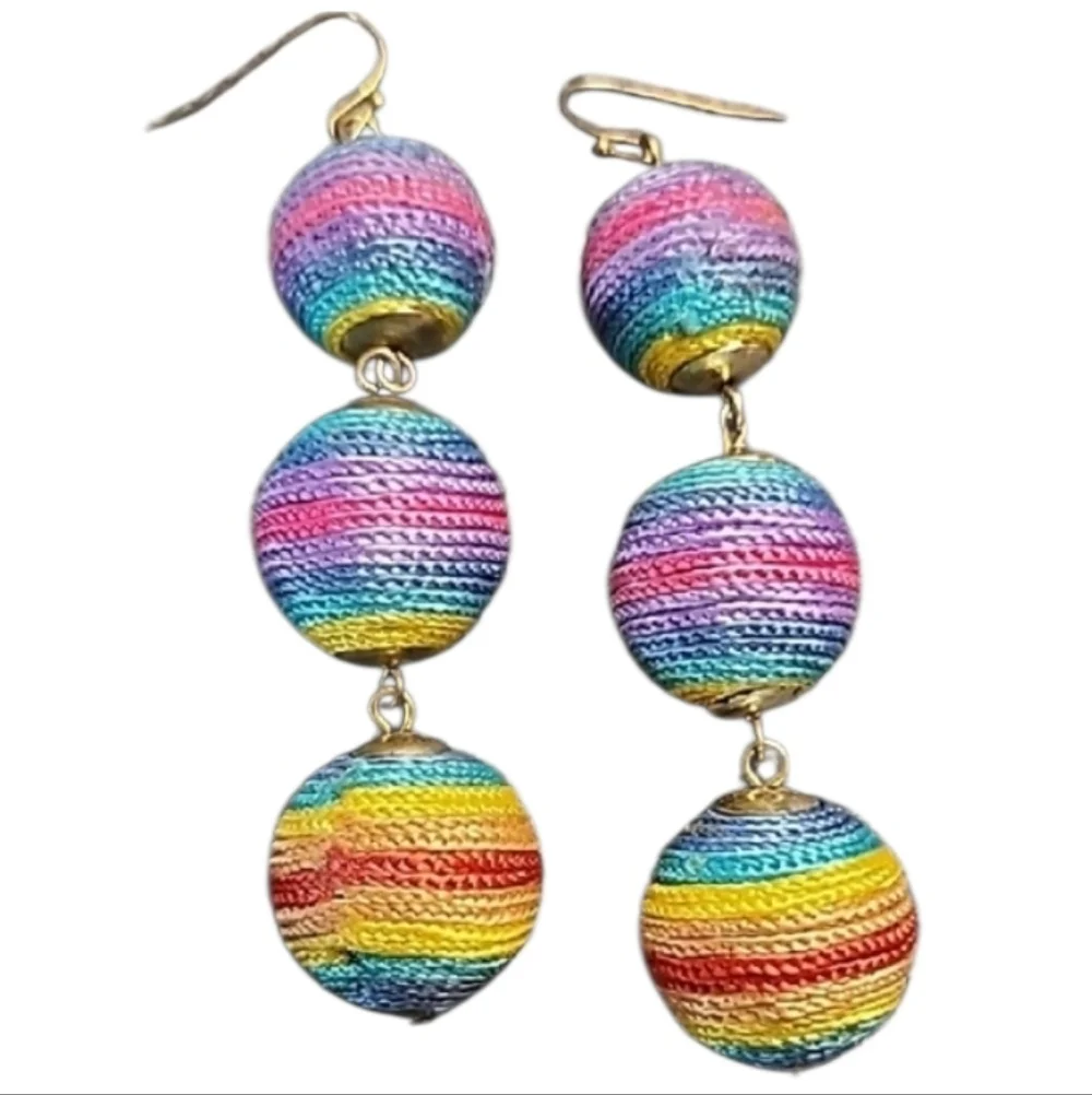 Thread Wrapped Multi Color Earrings 4 For $20